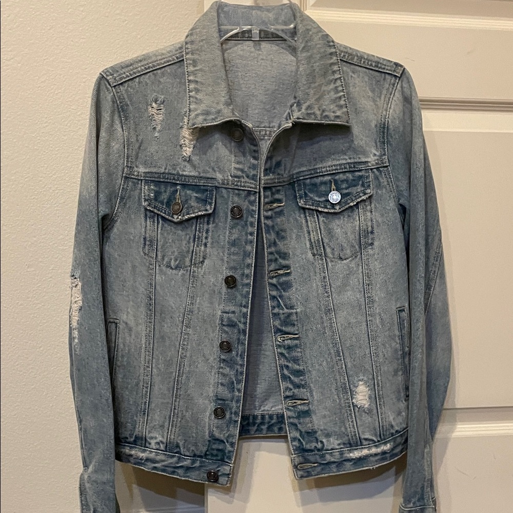 Light Blue Distressed Denim Jacket